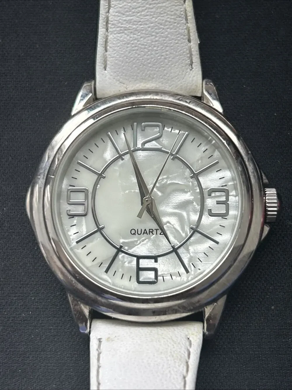 Silver Tone Pearlized Dial Women’s Quartz Watch